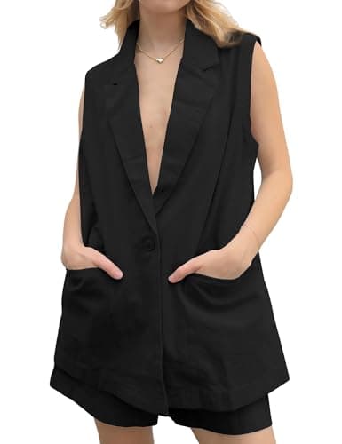 IDEALSANXUN Women's Linen Waistcoat for Spring Summer Casual