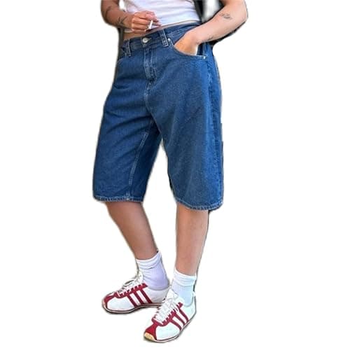 Raruxxin Women's Y2K Wide Leg Low Waist Cargo Jean Shorts with Pockets — M Midnight Blue