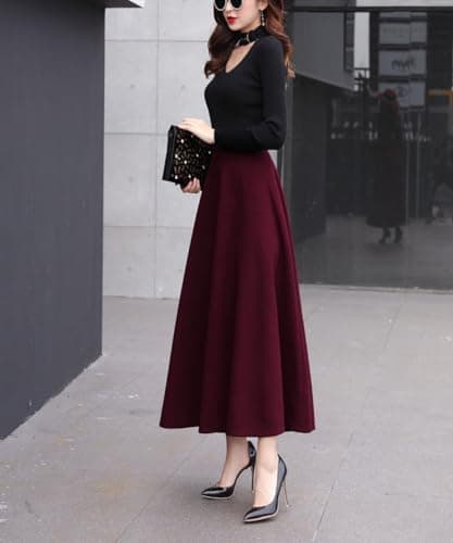 Vintage Wool Plaid Skirt for Women Fall Winter