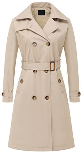 Chrisuno Women's Long Trench Coat with Belt and Hood — Khaki