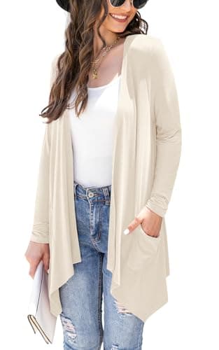 Veryoung Women's Lightweight Floral Long Sleeve Cardigan with Pockets — A10-light Apricot