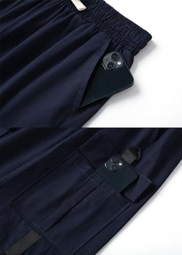 VTUAOL Men's Cargo Shorts with Elastic Waist and Multiple Pockets