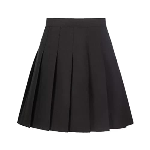 Yewsea High-Waisted Pleated Mini Skirt Skort for Women & Girls — A-black