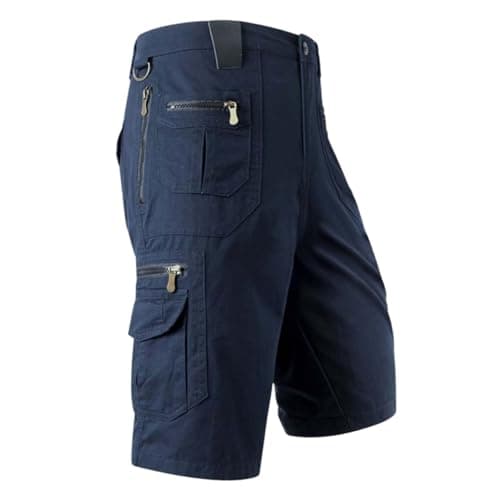 Quick Dry Mens Casual Tactical Cargo Shorts Outdoor Hiking — Dark Blue