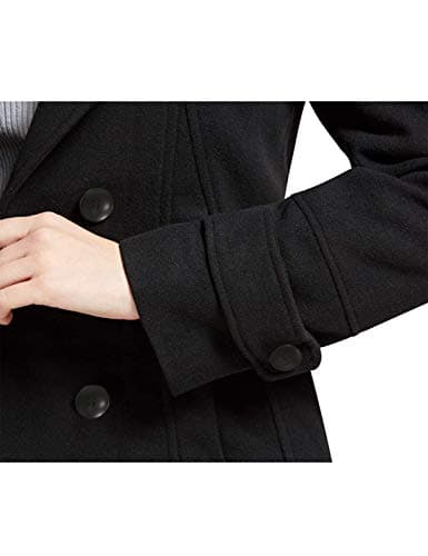 Tanming Women's Warm Double Breasted Wool Pea Coat Jacket with Hood