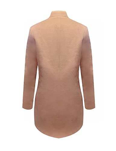 Kwoki Women's Stand Collar Open Front Pea Coat Winter Warm Blazer Trench Coat
