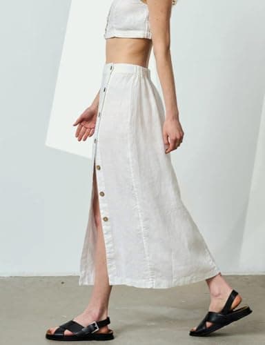 IDEALSANXUN High Waisted Flowy Midi Skirt for Women Spring Summer