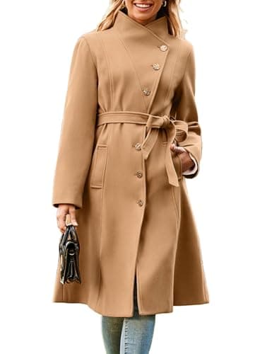 GRACE KARIN 2024 Fall Women's Midi Peacoat with Pockets — Khaki