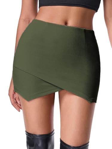 EXLURA Women's Plaid High-Waist Mini Skirt Y2K Fashion — Army Green
