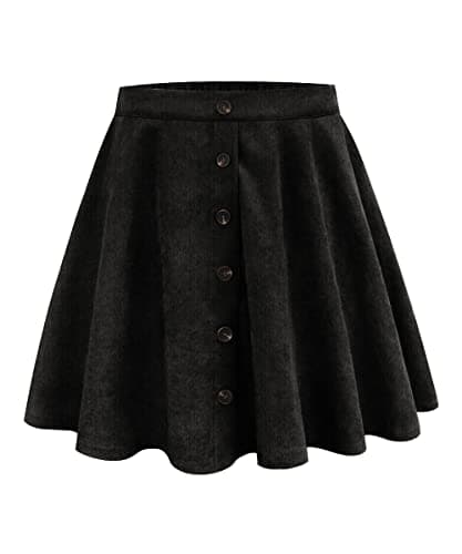 RITERA Plus Size Flared Casual Mini Skater Skirt/Pleated Plaid XL-5XL — 01-solid Black