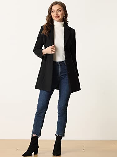2024 Allegra K Notched Lapel Women's Winter Coat Pea Coat