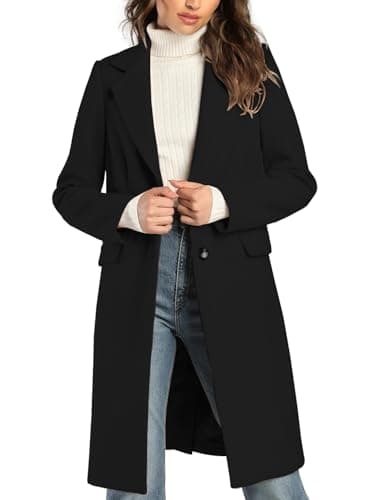 Women's Wool Trench Coat for Fall and Winter — Black