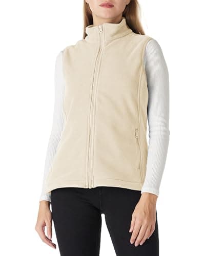 Outdoor Ventures Women's Polar Fleece_zip Vest with Pockets Warm Sleeveless Coat Vest — Khaki