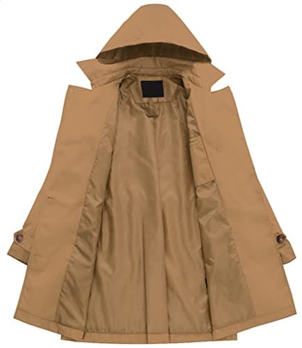 Chrisuno Women's Long Trench Coat with Belt and Hood