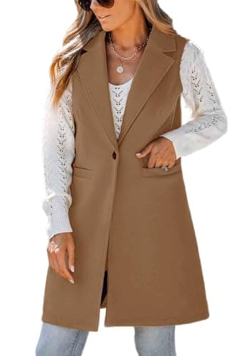 Sleeveless Wool Vest for Women: Fall/Winter Casual Outwear — Brown