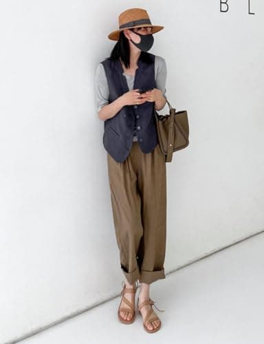Women's Linen Sleeveless Blazer for Spring and Summer