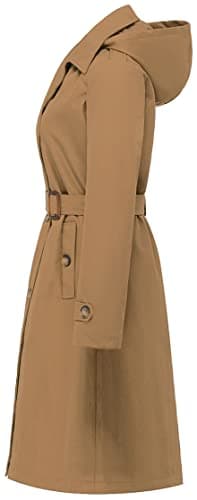 Chrisuno Women's Long Trench Coat with Belt and Hood