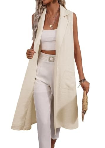 Mina Self 2025 Lightweight Summer Linen Blazer Jacket for Women Casual Work Outerwear with Pockets
