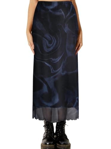 Avanova Bohemian Ditsy Floral Midi Skirt — Black Lx01