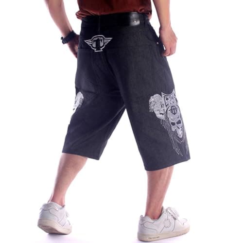 POOPMOOM Men's Casual Baggy Denim Jorts Jeans Skateboard Cargo Shorts