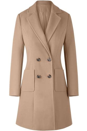 CHICZONE Women's Mid-Length Notch Lapel Double Breasted Wool Coat Winter Overwear