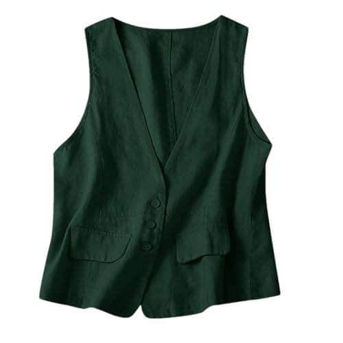 Vintage Deep V Neck Lightweight Sleeveless Coat for Women — Dark En8