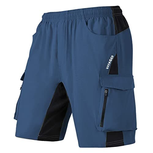 VAYAGER Men's Lightweight Casual Hiking Cargo Shorts Multi Pocket Outdoor Travel Shorts — Blue
