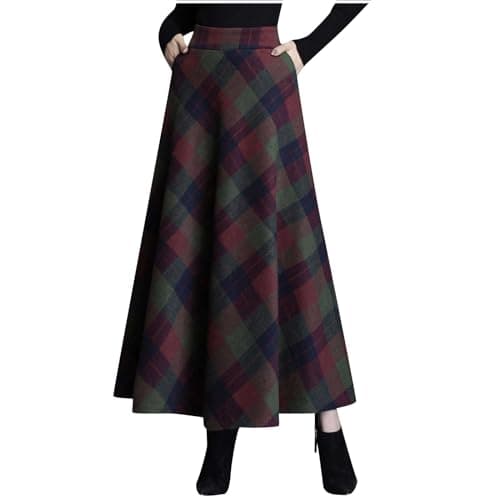 2024 Fall/Winter High Waist Wool Plaid Skirt for Women - Casual and Bodycon — 05 Green