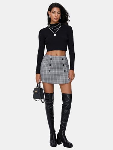 Plaid Bodycon Mini Skirts for Women: Trendy Winter Y2K Fashion