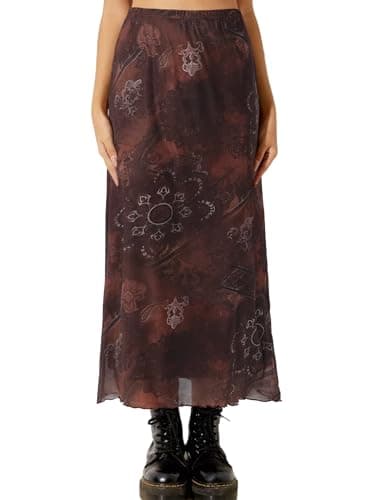 Avanova Bohemian Ditsy Floral Midi Skirt — A Brown E