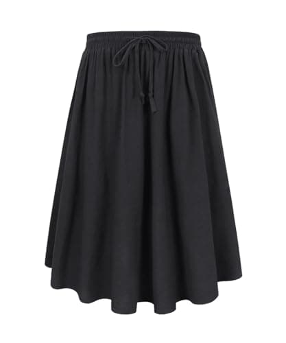 Carcos Plus Size High Waist Flowy A-Line Mini/Midi Skirt XL-5XL — A3671-black