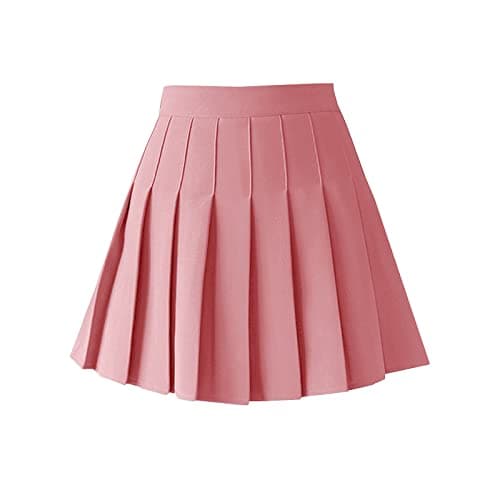 ZHANCHTONG Women's High Waist A-Line Pleated Mini Tennis Skirt — Pink 01