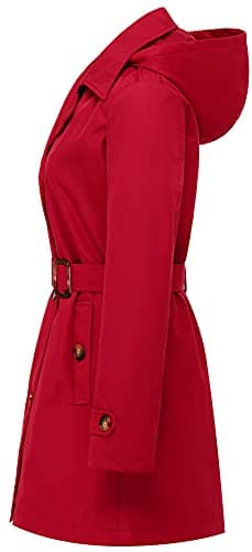 Chrisuno Women's Mid-Length Double Breasted Trench Coat with Hood