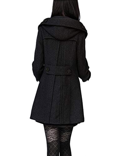 Tanming Women's Warm Double Breasted Wool Pea Coat Jacket with Hood