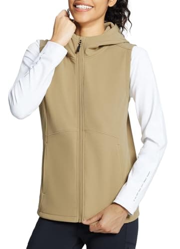 BALEAF Women's Lightweight Softshell Vest — Hood-khaki
