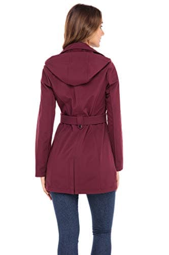Sebby Collection Women's Soft Shell Trench Coat with Hood