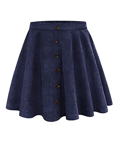 RITERA Plus Size Flared Casual Mini Skater Skirt/Pleated Plaid XL-5XL — 01-solid Dark Blue
