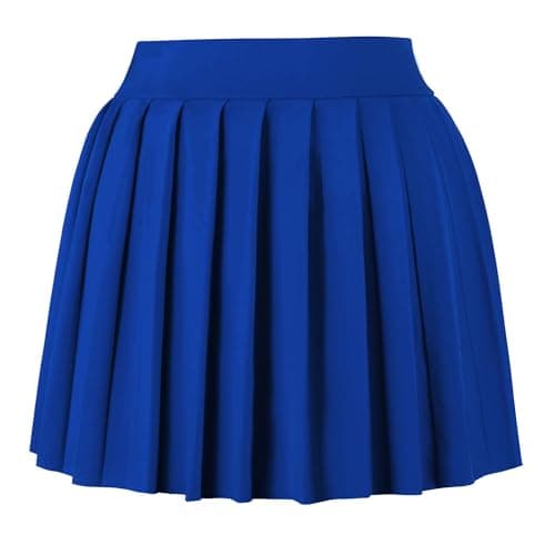 COOUFE Women's Sexy Pleated Mini Skater A-line Skirt — Royal Blue