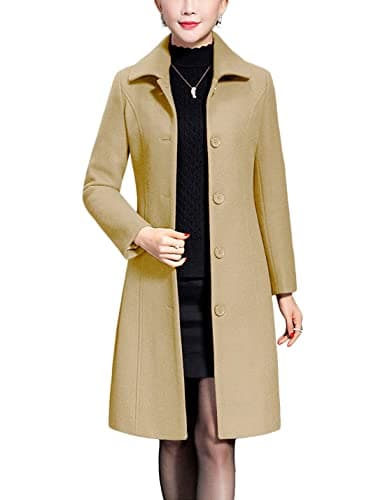 Jenkoon Women's Wool Trench Coat Winter Long Overcoat