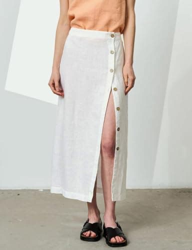 IDEALSANXUN High Waisted Flowy Midi Skirt for Women Spring Summer
