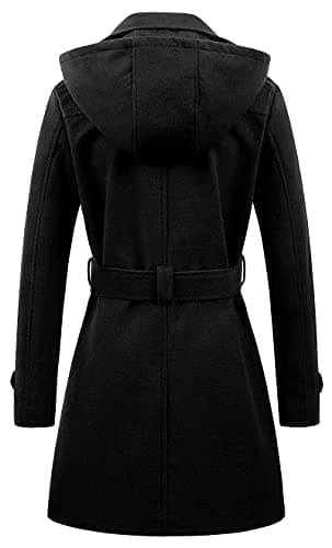 Chrisuno Women's Double Breasted Hooded Pea Coat