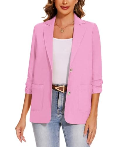 MINTLIMIT Women's Lightweight Cotton Linen Blazer Jackets — Pink