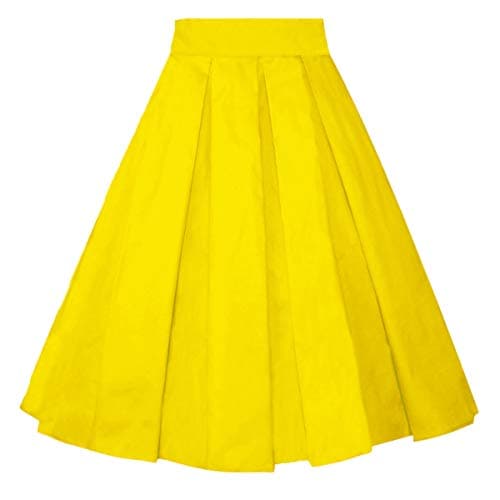 Girstunm Women's Floral Print A-line Midi Skirt with Pockets — Gold