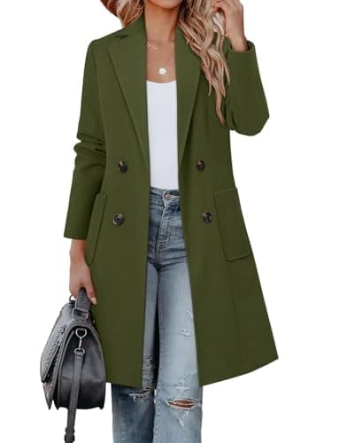 CHICZONE Women's Mid-Length Notch Lapel Double Breasted Wool Coat Winter Overwear — A-army Green