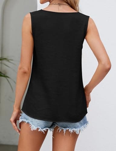 V Neck Linen Vest Tank Tops Shirt for Women