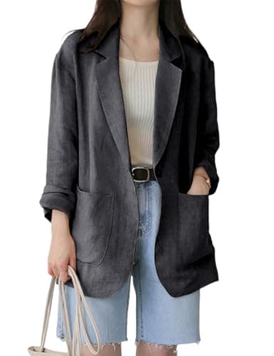 Lightweight Linen Blazer for Women — Dark Grey