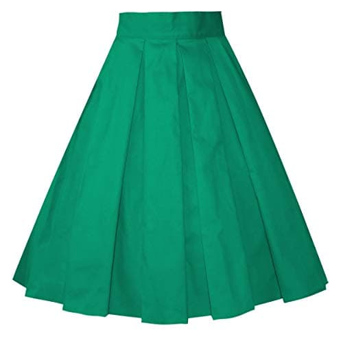 Girstunm Women's Floral Print A-line Midi Skirt with Pockets — A-green