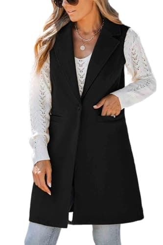 Sleeveless Wool Vest for Women: Fall/Winter Casual Outwear — Black