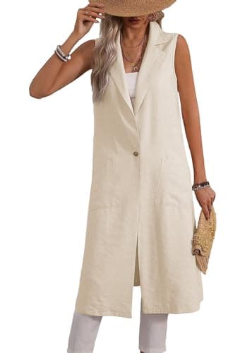 Mina Self 2025 Lightweight Summer Linen Blazer Jacket for Women Casual Work Outerwear with Pockets