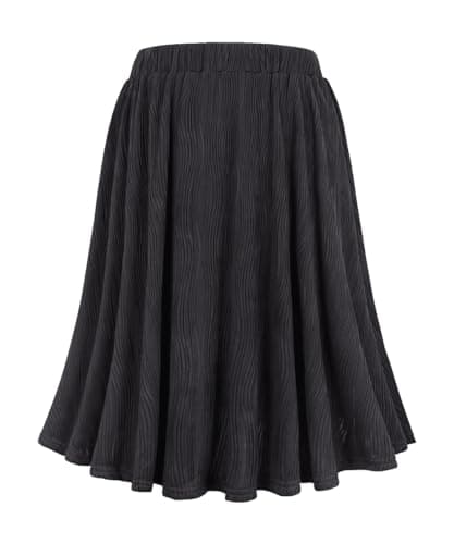 Carcos Plus Size High Waist Flowy A-Line Mini/Midi Skirt XL-5XL — A461-black